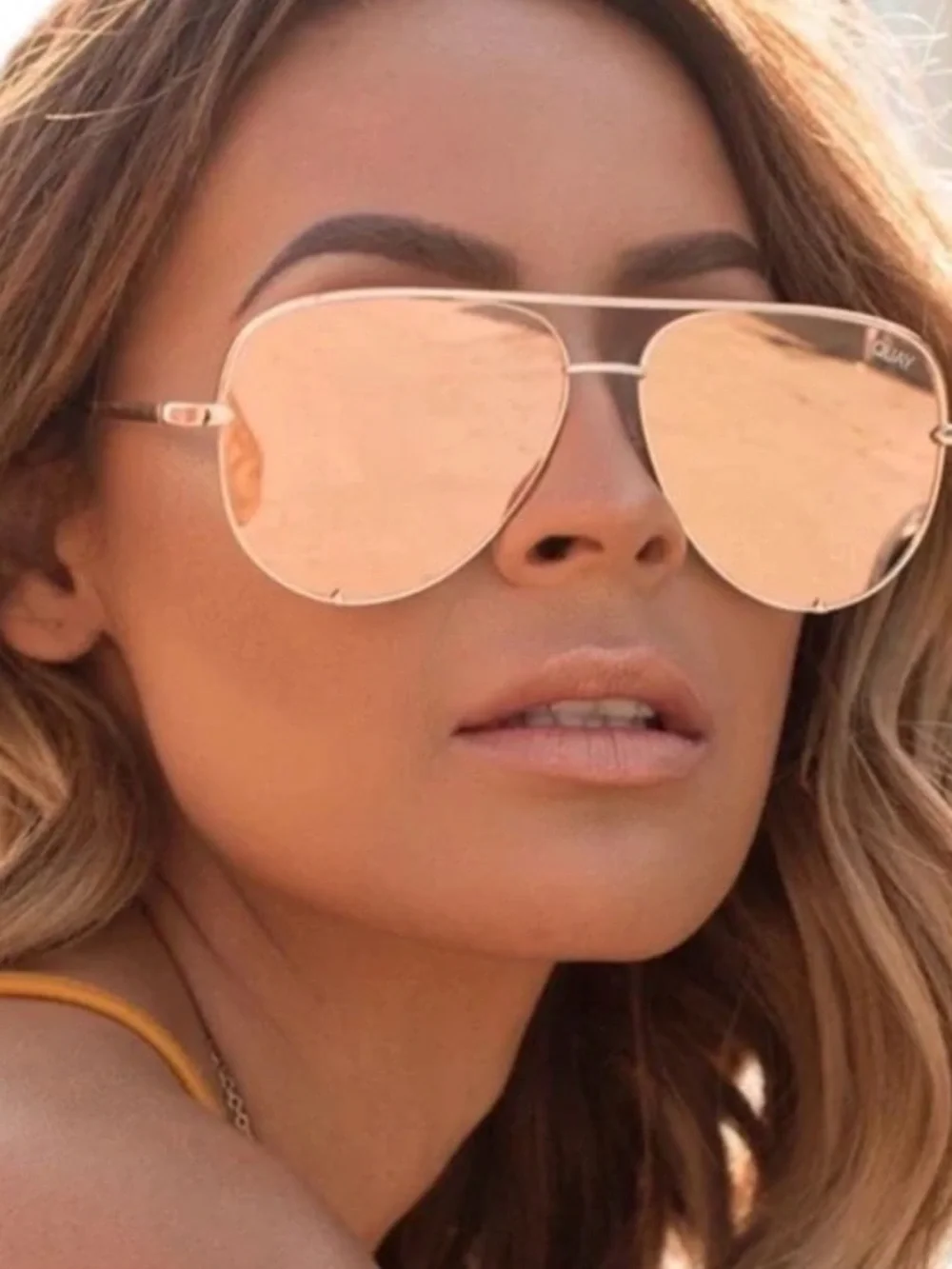 Quay Australia Gold Mirrored Aviator Sunglasses - Picture 2 of 9